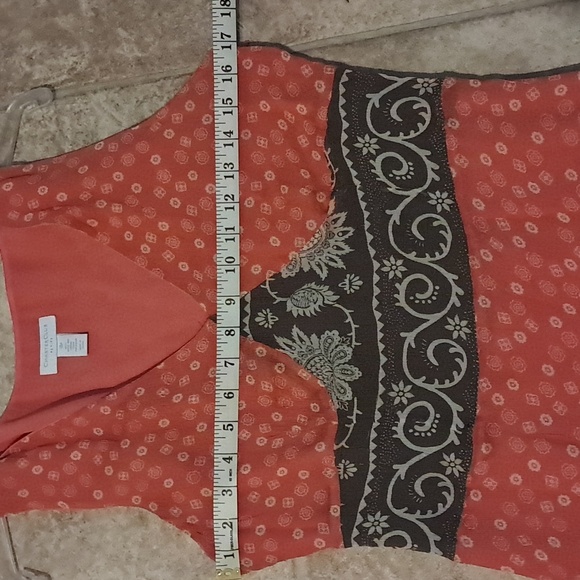 Charter Club Elegant Orange Patterned Sleeveless Silk Dress Size 12P - Picture 9 of 9
